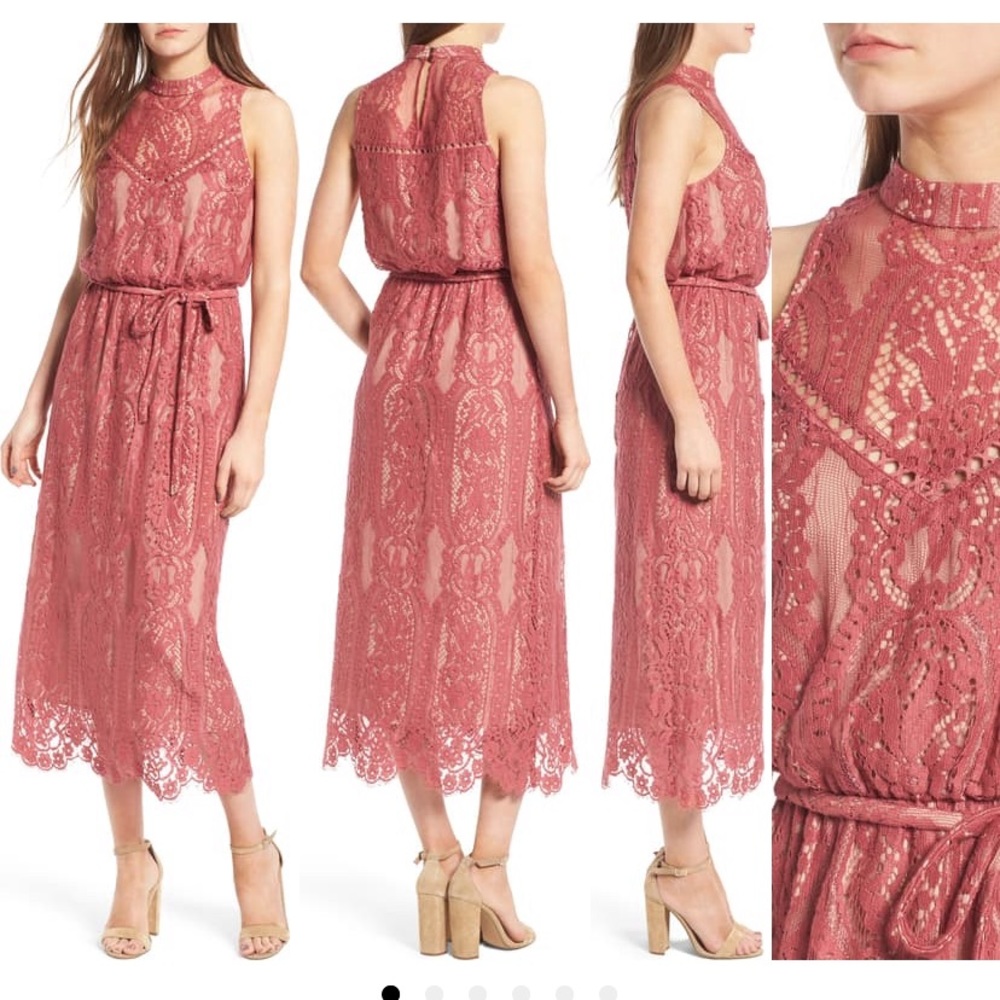 WAYF ‘Portrait’ Lace Midi Dress